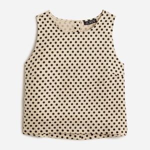 J. Crew Maxine Button-Back Polka Dot Linen Top in Toasted Cream Sz S